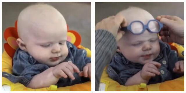 Baby er stort set blind - se hans reaktion, når han ser sin mor for første gang.